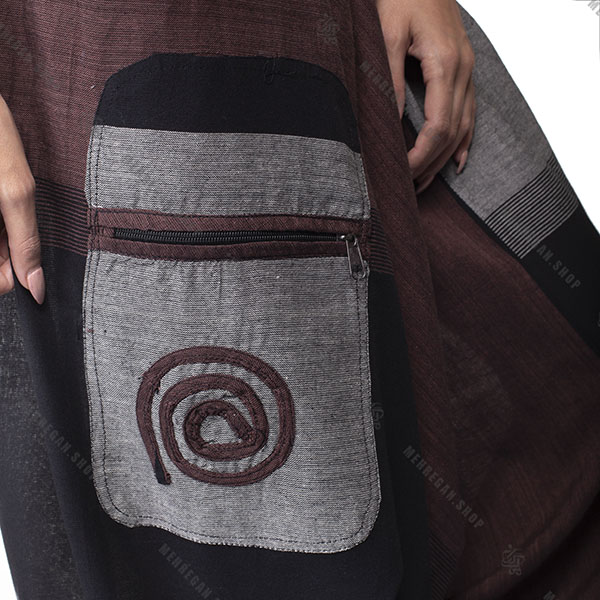 شلوار سنتی فری سایز نپالی جیب دار قهوه ای