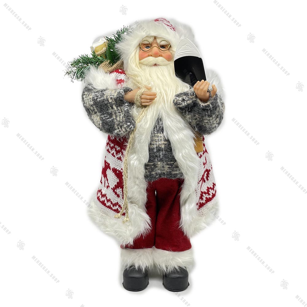 عروسک بابانوئل پلیور طوسی سایز بزرگ