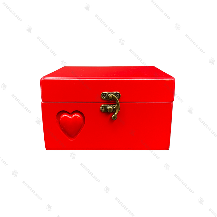 صندوقچه چوبی قرمز طرح قلب برجسته سایز متوسط (کپی)