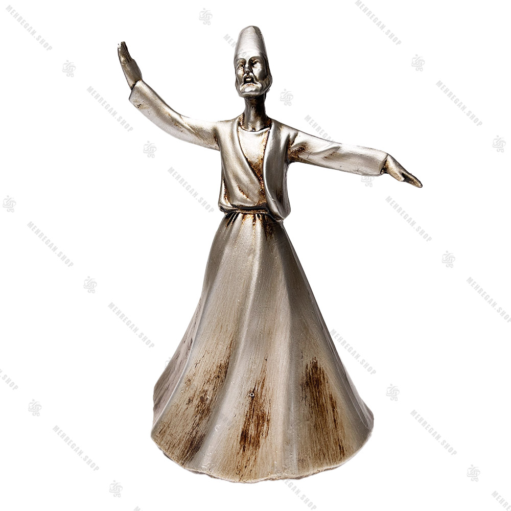 مجسمه رزینی دکوری طرح رقص سماع مدل صوفی نقره ای