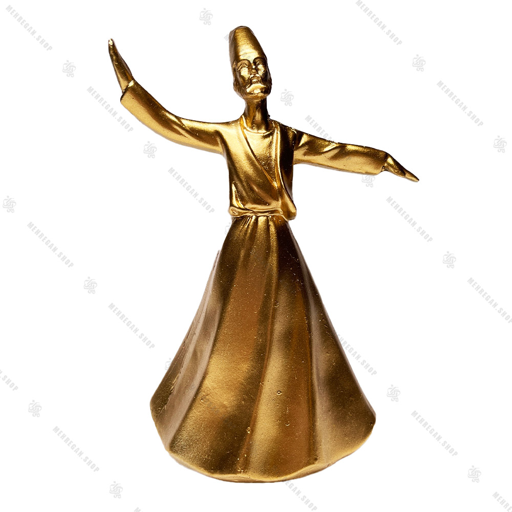 مجسمه رزینی دکوری طرح رقص سماع مدل صوفی طلایی