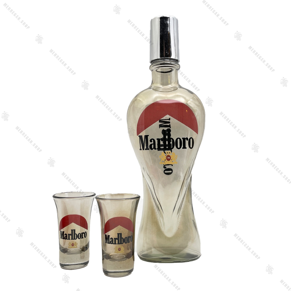 ست نوشیدنی با بطری شفاف طرح Marlboro