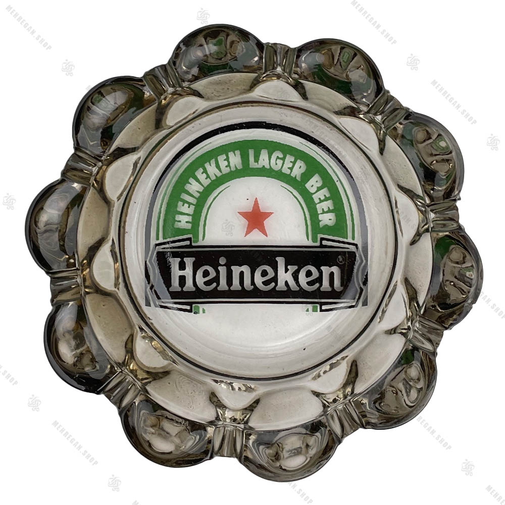 زیرسیگاری شیشه ای گرد طرح Heineken